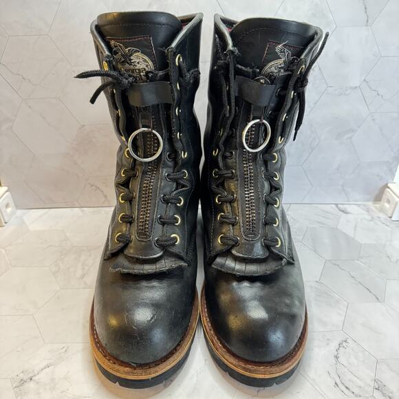 Georgia Boot Logger Thinsulate 200 Leather Mens 8.5 G9270 w/Zip Up Insert EUC